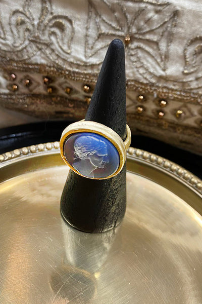 ANILLO CAMAFEO RESINA AZUL