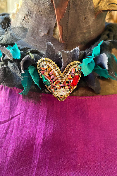 COLLAR CORDON ALGODON Y CORAZON STRASS