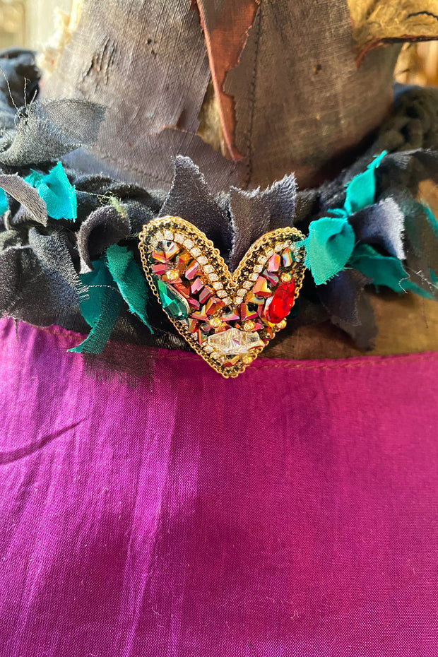 COLLAR CORDON ALGODON Y CORAZON STRASS
