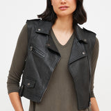 CHAQUETA BIKER SIN MANGAS CUERO