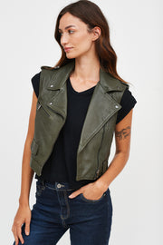 CHAQUETA BIKER SIN MANGAS CUERO