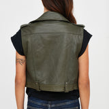 CHAQUETA BIKER SIN MANGAS CUERO