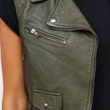 CHAQUETA BIKER SIN MANGAS CUERO