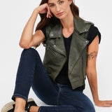 CHAQUETA BIKER SIN MANGAS CUERO